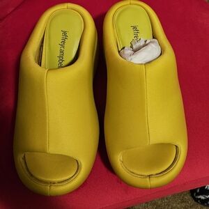 Jeffrey Campbell Vibrant Yellow Open-Toe Slides